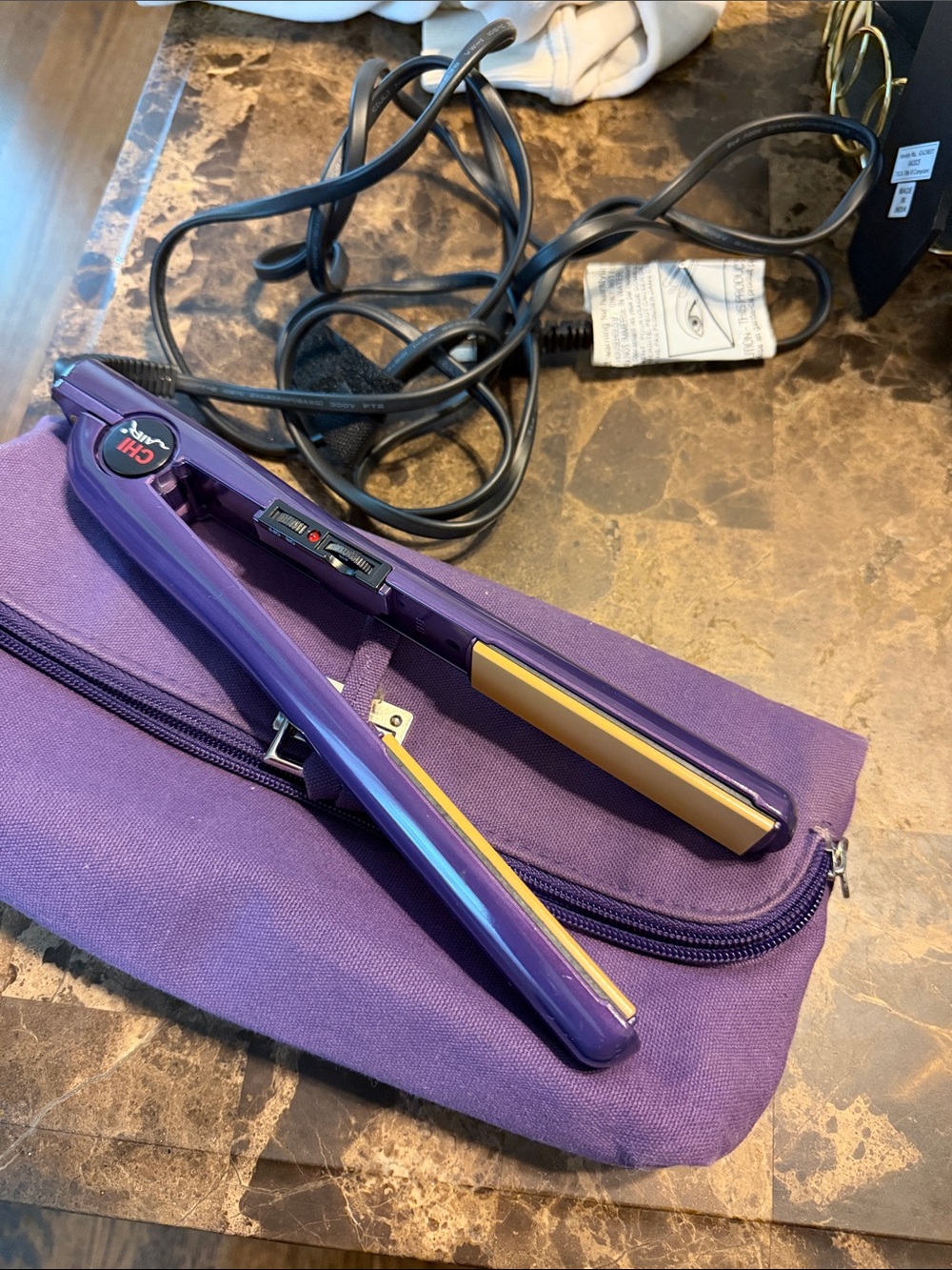 CHI Mini Ceramic Flat Iron in Purple with Gold Plates